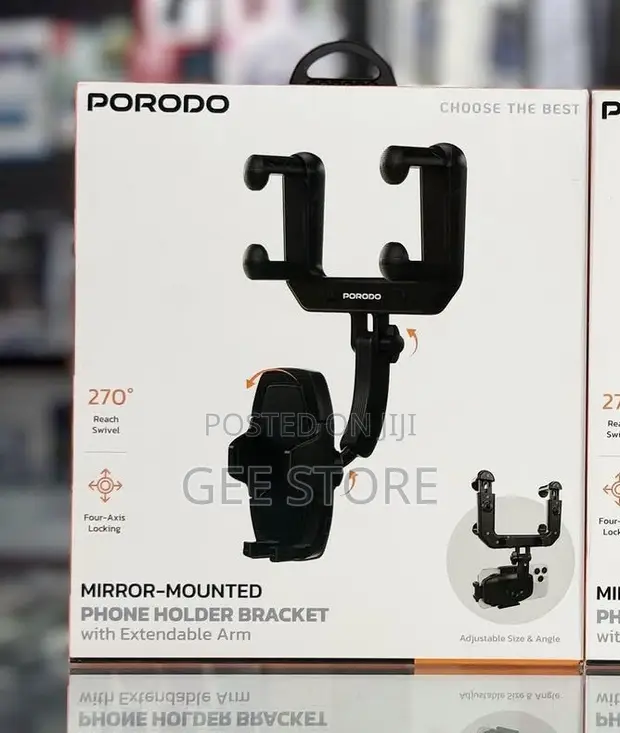 Porodo Mirror-Mounted Phone Holder Bracket - 1