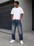 Baggy Cargo Denim Jeans - Detailing on Thighs - 5