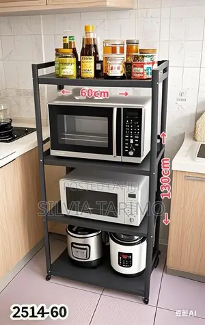 Rafu ya Hifadhi ya Jikoni 4-Tier - 60x130cm | Imara
