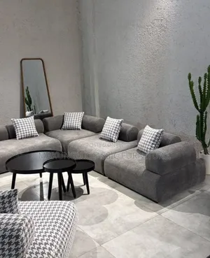 L-Shaped Sofa for 6, Fabric, Multicolored