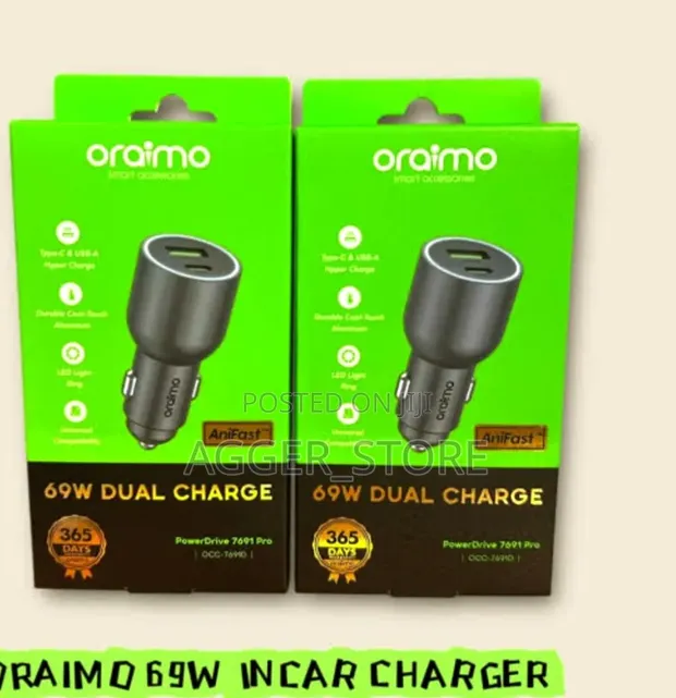 Oraimo PowerDrive 7691 Pro 69W Dual-Port Fast Car Charger - 1