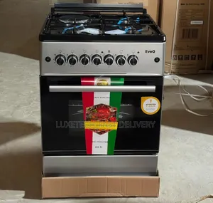 EvoQ 58x58cm Cooker: 3 Gas + 1 Electric Burner, 63L Oven