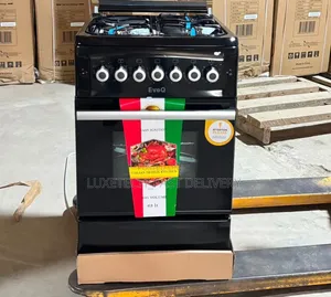 EvoQ 50x55cm Black Gas Cooker with Oven (3 Gas + 1 Electric)