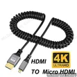 Micro HDMI to HDMI Coiled Cable | 60Hz Flexible Spiral - 2