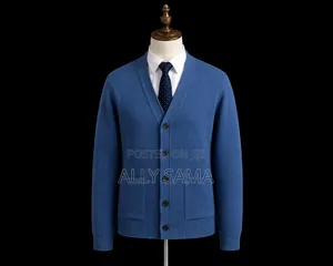 Men's Blue Polyester Sweater