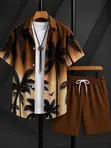 European Baroque 3D Printed Short Sleeve Shirt & Shorts Set - 1