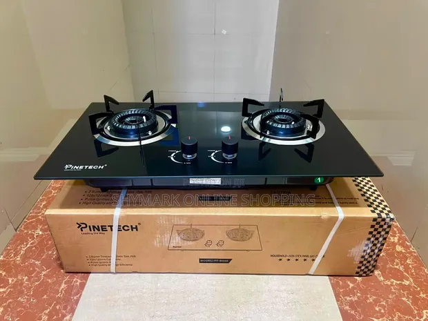 Pinetech 2 Burner Glass Top Gas Stove - 1