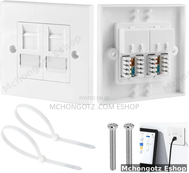 2 Port RJ45 Cat6 Ethernet Wall Faceplate - 1