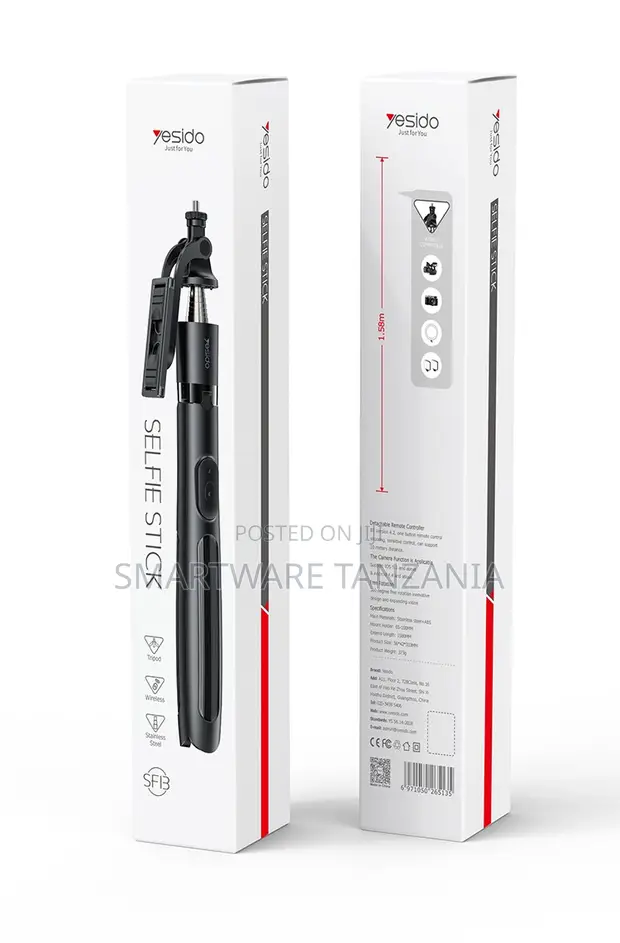 Yesido Selfie Stick with Detachable Remote, 1.58m - 1