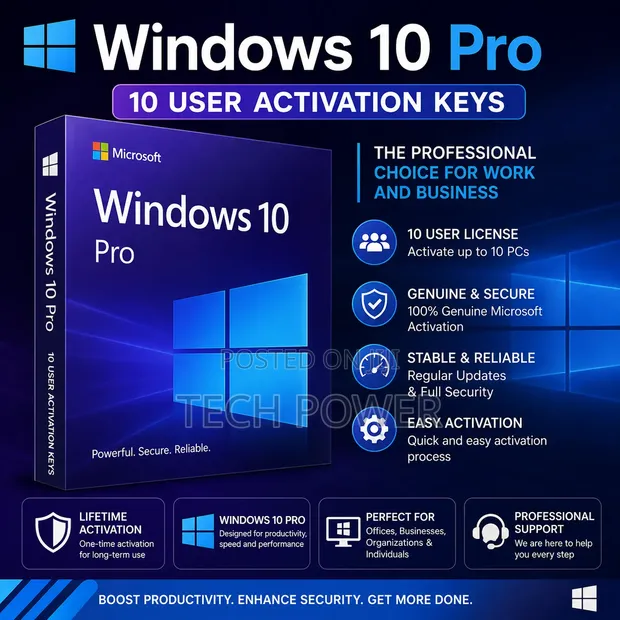 Windows 10 Pro - 10 User Activation Keys | Lifetime License - 1