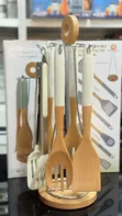 7-Piece Bamboo Kitchenware Set with Stand - 1