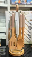 7-Piece Bamboo Kitchenware Set with Stand - 2