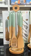 7-Piece Bamboo Kitchenware Set with Stand - 3