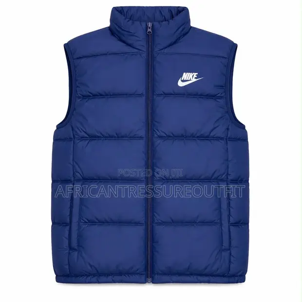 Nike Men's Puffer Vest with White Logo - 1