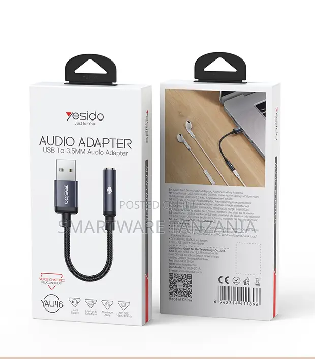 Yesido USB to 3.5mm Audio Adapter, 1m - 1