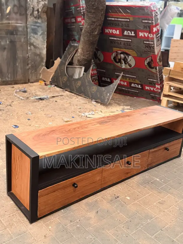 Wood TV Stand with Drawers - 1