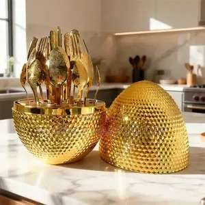 Set ya Vyombo vya Jikoni Rangi ya Gold (6 Kila Kimoja)