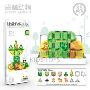 Mag-Paradise Forest Animals Magnetic Building Tiles - 35 Pieces