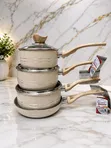 Modern Granite-Effect Cookware Set - 3