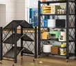 Hershii 5-Tier Black Foldable Metal Storage Rack - 2