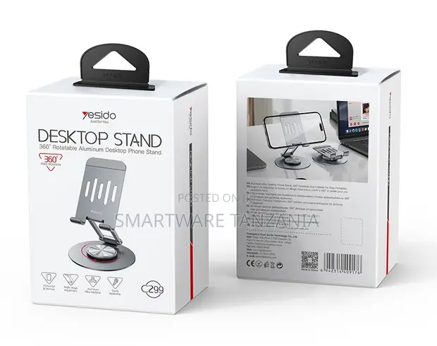 Yesido Simu Stand ya Mezani ya Alumini 360° Inazunguka - 1