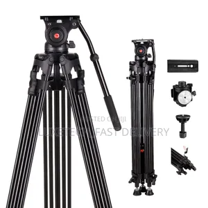 Professional Video Tripod with Fluid Head - Heavy Duty Camera Stand