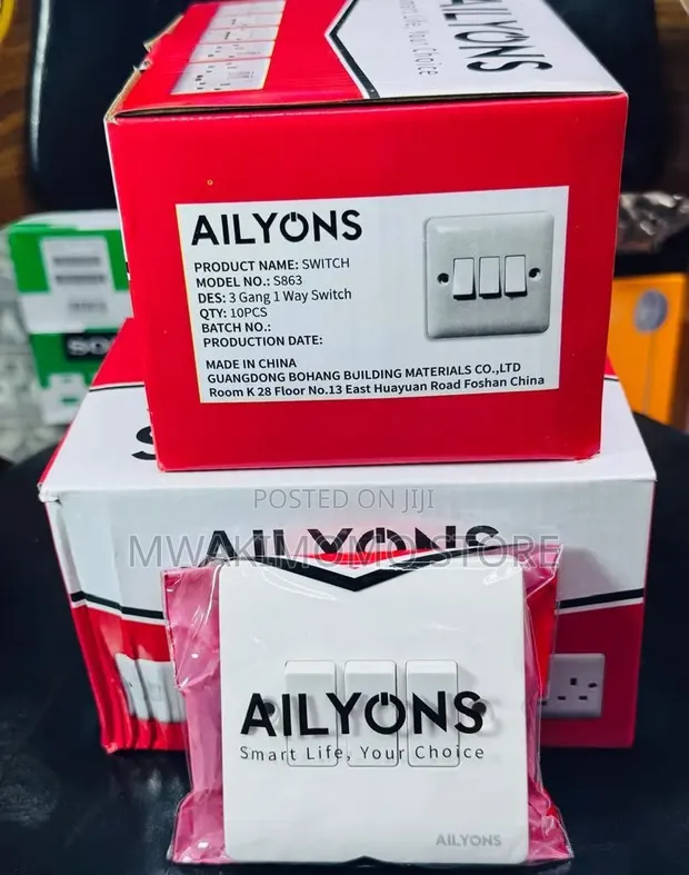 Ailyons 3 Gang 1 Way Switch (Model S863) - 1