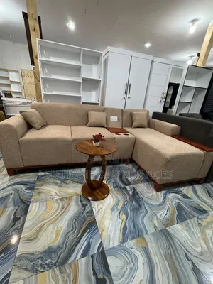 L-Shape Sofa with Charger System - Brown