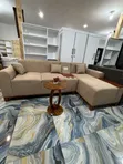 L-Shape Sofa with Charger System - Brown - 2