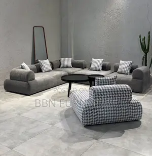 Sofa ya Kisasa ya L-Shape Seater 6 na Kiti cha Mkono Kimoja