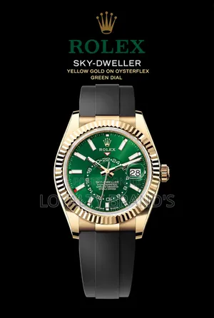 Rolex Sky-Dweller Gold Njano kwenye Oysterflex Dial ya Kijani