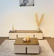 Modern Off-Cream Showcase and Coffee Table Sets - 1