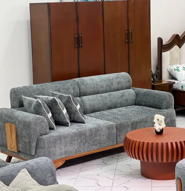 Sofa Set ya Kisasa 3-2-1-1 Mbao ya Mninga - 1