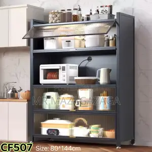 Simple Bold Floor-to-Ceiling Kitchen Shelves Cabinet