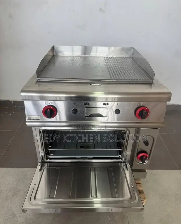 Commercial Gas Griddle with Oven - 2/3 Flat, 1/3 Grooved - 1