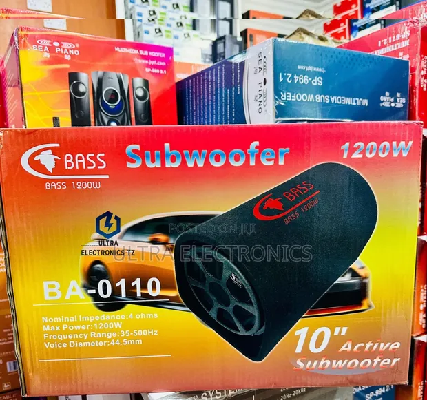 BASS 1200W Active 10-Inch Car Subwoofer - 1