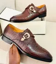 Clarks Crocodile Embossed Monk Strap Shoes - 1