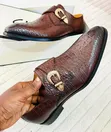 Clarks Crocodile Embossed Monk Strap Shoes - 3