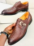 Clarks Crocodile Embossed Monk Strap Shoes - 4