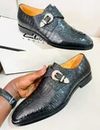 Clarks Crocodile Embossed Monk Strap Shoes - 5