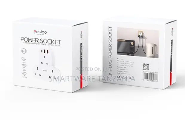 Yesido 3-Way UK Plug Power Socket, 13A 3250W - 1