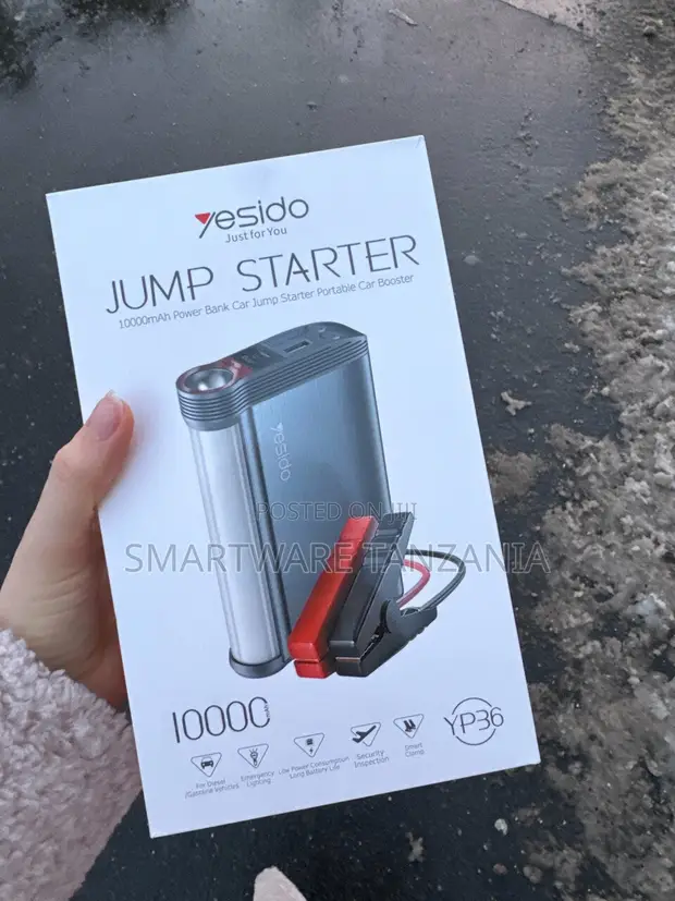 Yesido 10000mAh Portable Car Jump Starter na Smart Clamps - 1