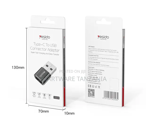 Yesido Type-C to USB Connector Adapter, Aluminum - 1