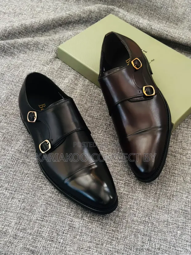 Men's Classic Double Monk Strap Leather Shoes - 1