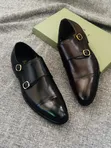 Men's Classic Double Monk Strap Leather Shoes - 1