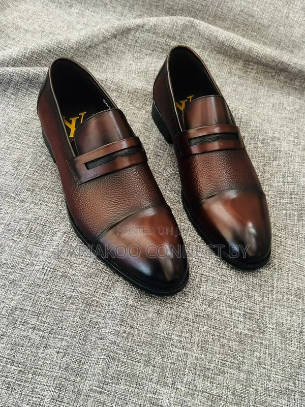 Louis Vuitton Style Men's Textured Penny Loafers - 1