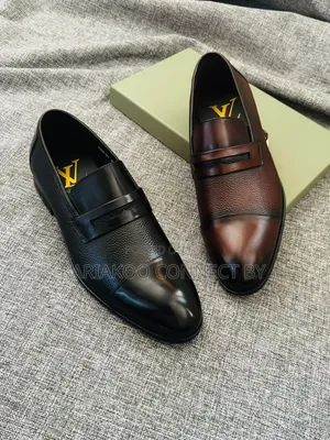 Louis Vuitton Style Men's Textured Penny Loafers
