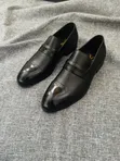 Louis Vuitton Style Men's Textured Penny Loafers - 3