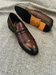 Louis Vuitton Style Men's Textured Penny Loafers - 5