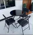 Modern Black Glass Dining Table Set (4 Seater) - 1
